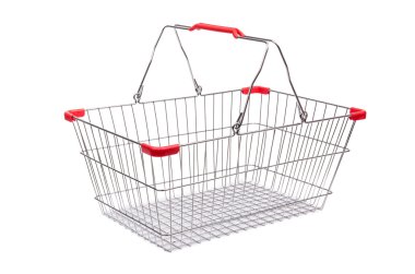 üzerinde beyaz izole süpermarket arabası alışveriş