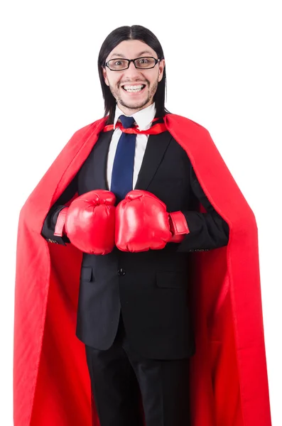 Young businessman boxer isolated on white — Stock Photo, Image