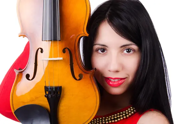 Femme jouant du violon isolé sur le blanc — Photo