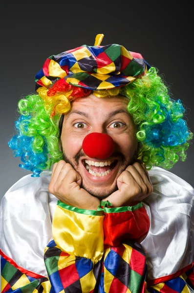 Funny clown in colourful costume — Stock Photo, Image