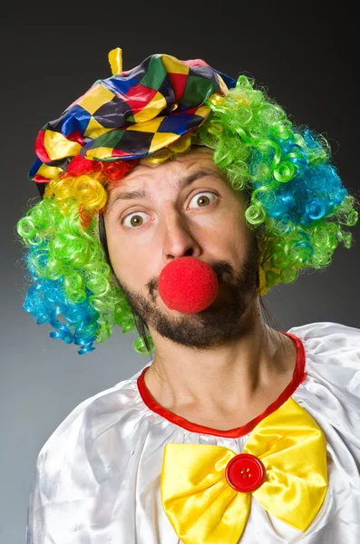 Funny clown in colourful costume — Stock Photo, Image