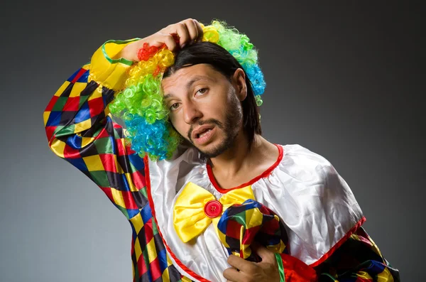 Funny clown in colourful costume — Stock Photo, Image