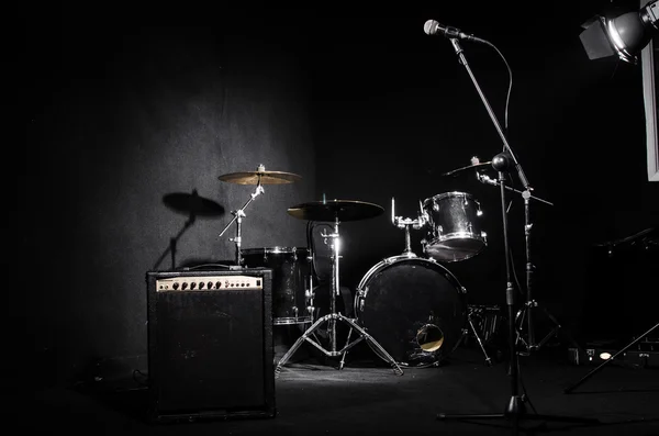 Set of musical instruments during concert — Stock Photo, Image