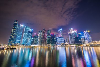 Singapur Panoraması şehir merkezi silueti