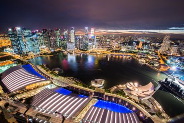 Singapur Panoraması şehir merkezi silueti