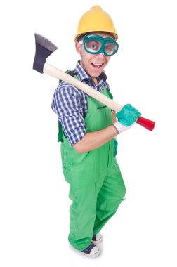 komik adam beyaz izole balta