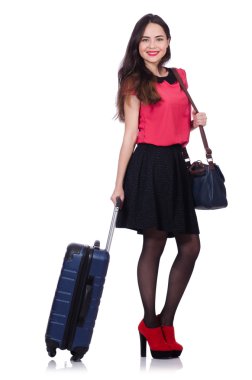 Seyahat konsepti beyaz bavullu