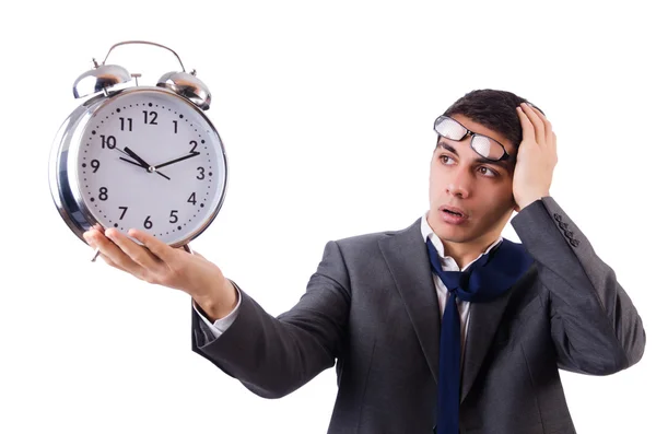 Mann mit Uhr hat Angst, Frist zu verpassen — Stockfoto