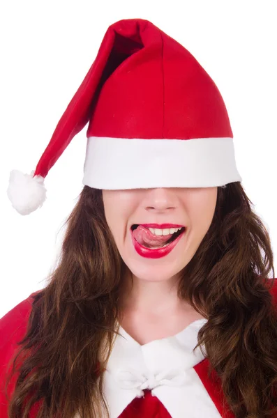 Neve ragazza Babbo Natale concetto isolato su bianco — Foto Stock