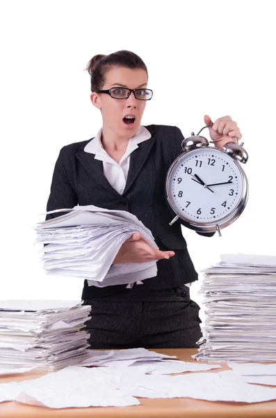 Kvinna affärskvinna under stress missar sina deadlines — Stockfoto