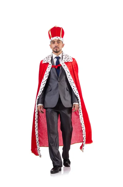 King businessman isolated on the white — Stock Photo, Image