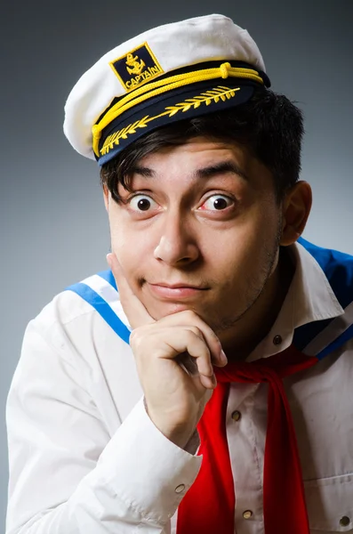 Funny captain sailor wearing hat — Stock Photo, Image