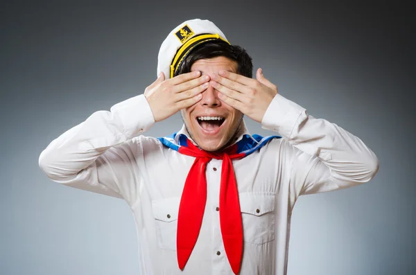Funny captain sailor wearing hat — Stock Photo, Image