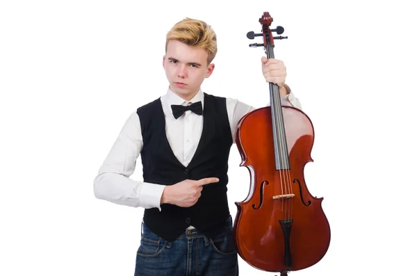 一个穿着白色小提琴的有趣男人 — 图库照片