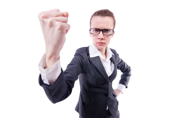 Angry businesswoman isolated on the white — Stock Photo, Image