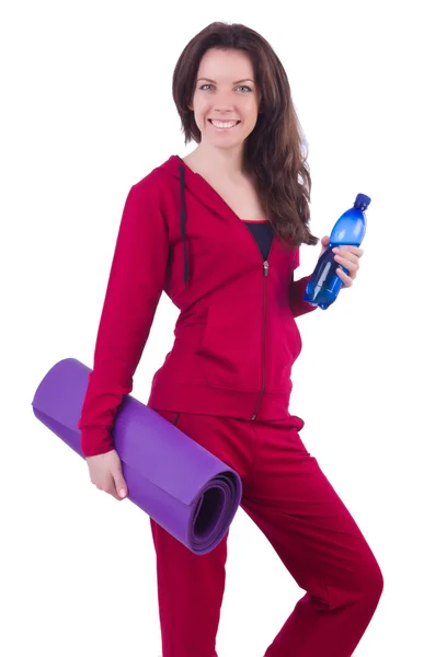 Woman in red costume in sports sporting concept — Stock Photo, Image