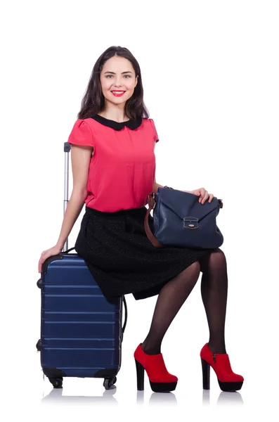 Koncept cestovní dovolené se zavazadly na bílém — Stock fotografie