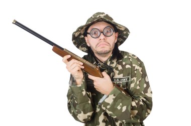 Beyazların arasında izole komik asker