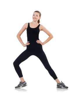 Spor konseptinde genç bir kadın beyazlara izole edilmiş.