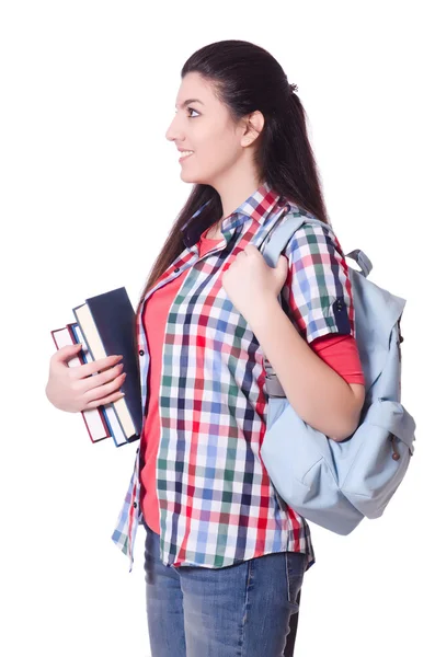 Junge Studentin isoliert auf der weißen Seite — Stockfoto