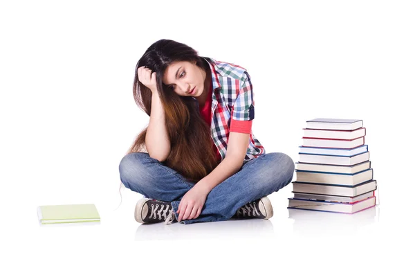 Young female student isolated on the white — Stock Photo, Image