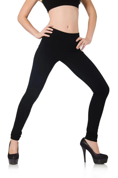 Zwarte leggings in beauty fashion concept geïsoleerd op wit — Stockfoto