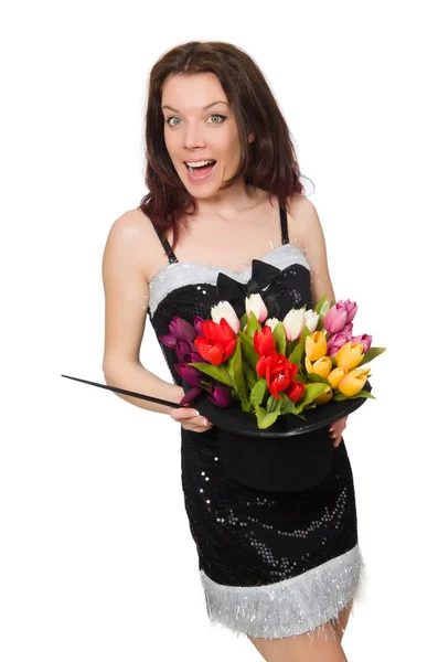 Woman magician isolated on the white — Stock Photo, Image