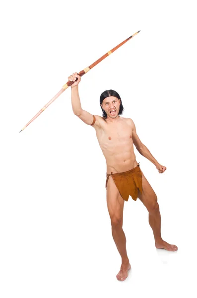 Native american i roligt koncept isolerad på vitt — Stockfoto