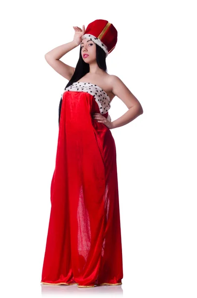 Queen in red dress isolated on the white background — Stock Photo, Image