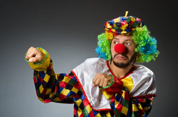 Funny clown in colourful costume — Stock Photo, Image