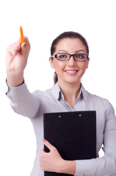 Junge Geschäftsfrau isoliert auf weiß — Stockfoto