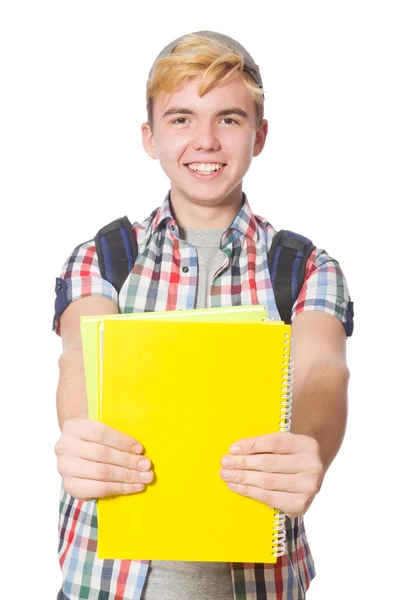 Joven estudiante aislado en el fondo blanco — Foto de Stock