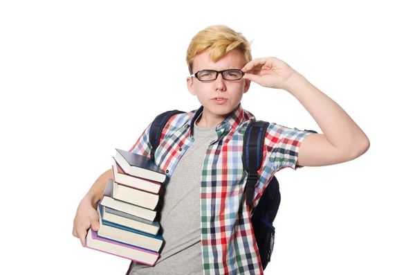 Joven estudiante aislado en el fondo blanco — Foto de Stock