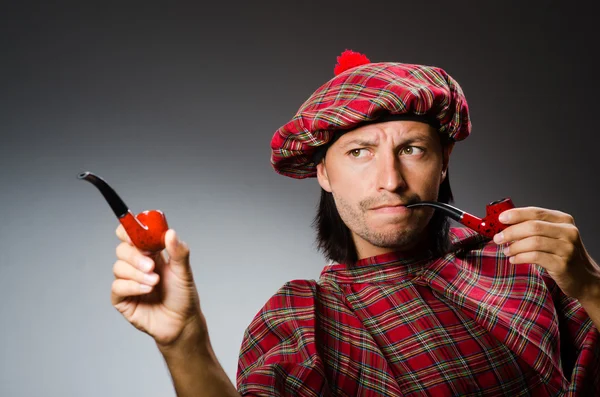 有烟斗的有趣苏格兰人 — 图库照片