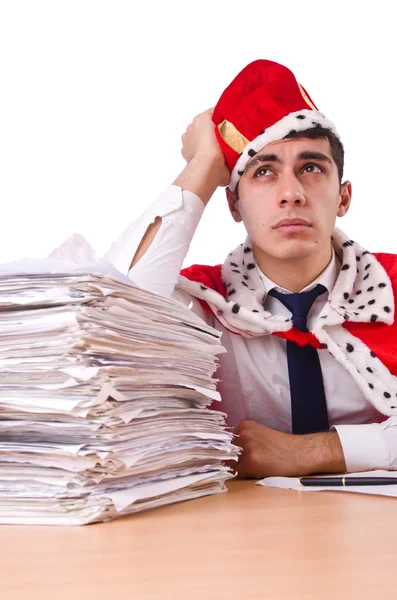 King businessman with lots of paperwork — Stock Photo, Image