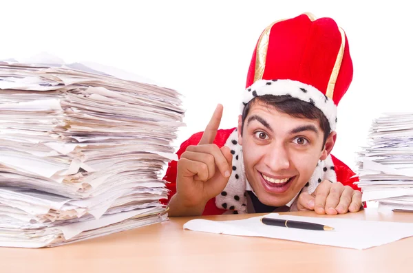 King businessman with lots of paperwork — Stock Photo, Image