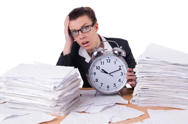 Woman businesswoman under stress missing her deadlines — Stock Photo, Image