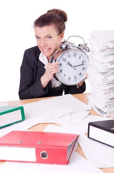 Woman businesswoman under stress missing her deadlines — Stock Photo, Image