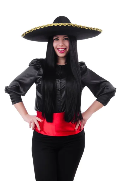 Mexicaanse vrouw geïsoleerd op de witte achtergrond — Stockfoto