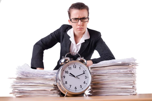 Kvinna affärskvinna under stress missar sina deadlines — Stockfoto