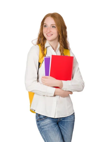 Jonge student geïsoleerd op de witte achtergrond — Stockfoto