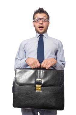 Beyaz tenli komik genç işadamı.