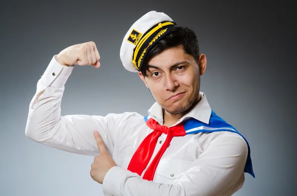 Funny capitán marinero con sombrero —  Fotos de Stock