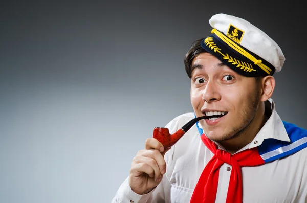 Funny captain sailor wearing hat — Stock Photo, Image