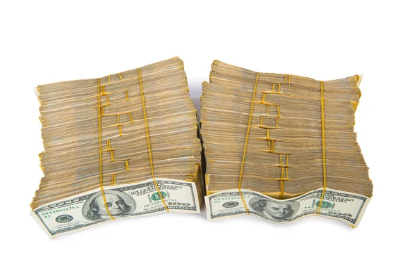 Stapel von Dollars in Geschäftskonzept isoliert auf weiß — Stockfoto