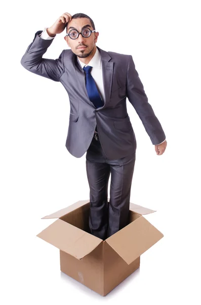 Man in thinking outside the box concept — Stock Photo, Image