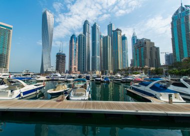 Tall Dubai Marina skyscrapers in UAE clipart