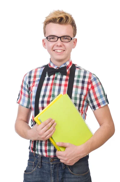 Junge Studentin isoliert auf weißem Hintergrund — Stockfoto