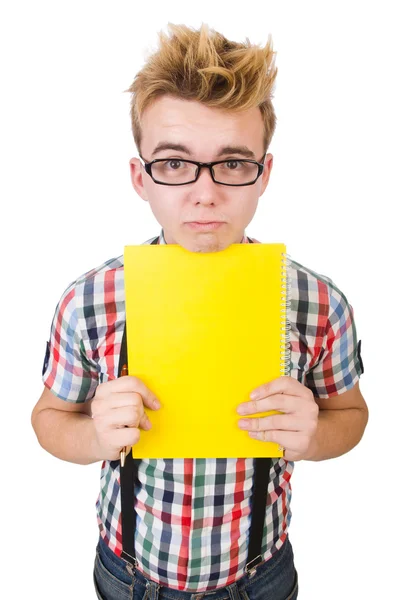 Jovem estudante isolado no fundo branco — Fotografia de Stock