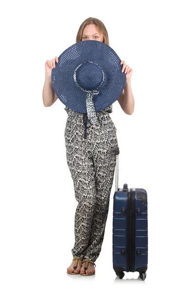 Viaggio concetto di vacanza con bagagli su bianco — Foto Stock